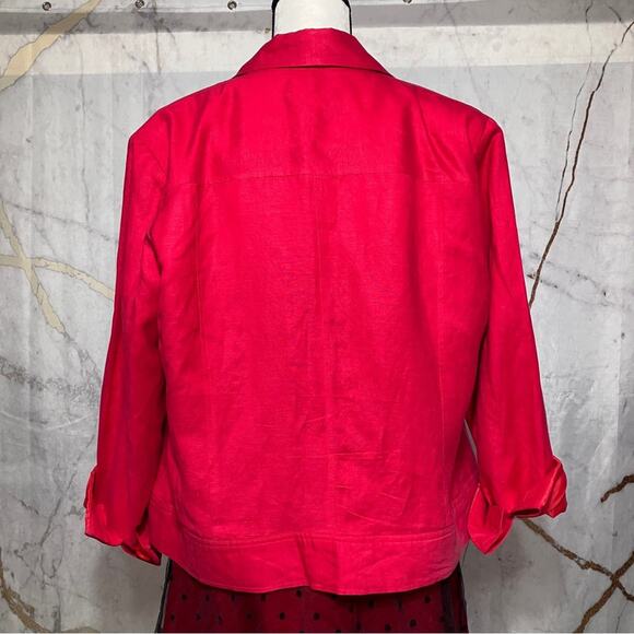JG Hook Candy Apple Red Women Vintage Linen Blazer size 12 EUC - Picture 3 of 6